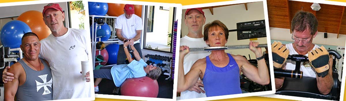 4 photos of clients working out