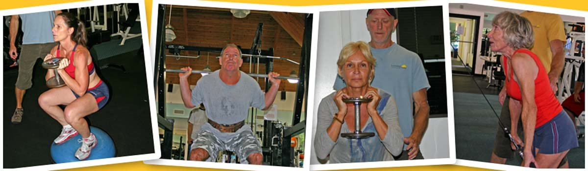 4 photos of clients working out